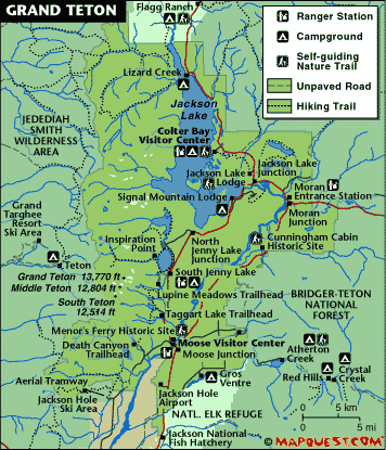 Day 5 Map - Grand Teton NP